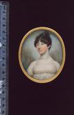 SHIRREFF Charles A Lady, Wearing White Dress, Her Dark Hair Upswept In A Loose Bun SHIRREFF Charles A Lady, Wearing White Dress, Her Dark Hair Upswept In A Loose Bun