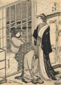 SHUNCHO Yushido Deux Courtisanes Regardant Tomber La Pluie Par La Fenêtre SHUNCHO Yushido Deux Courtisanes Regardant Tomber La Pluie Par La Fenêtre