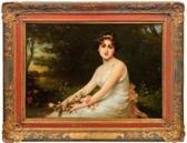 SICHEL Nathaniel Bildnis Einer Jungendame Mit Rosen Am Abendlichen See SICHEL Nathaniel Bildnis Einer Jungendame Mit Rosen Am Abendlichen See