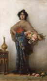 SICHEL Nathaniel Orientalbeauty With A Basket Of Roses SICHEL Nathaniel Orientalbeauty With A Basket Of Roses
