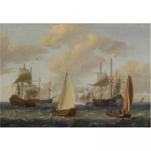 Adam Silo - Dutch Merchant Men, A Kaag And Other Sailing Vessels In Choppy Waters