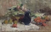 SIMONIN Victor Stilleven Met Brusselse Literkruik En Fruit SIMONIN Victor Stilleven Met Brusselse Literkruik En Fruit