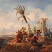 SIMONSEN Niels View Of North Africa With Figures Camping On A Hill SIMONSEN Niels View Of North Africa With Figures Camping On A Hill