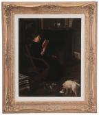 SIMPSON H. Hardy Woman Reading A Book By A Fire SIMPSON H. Hardy Woman Reading A Book By A Fire
