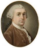 SINGLETON William Portrait Miniature Of The Actor David Garrick And Wearing A Mole-colored Jacket. SINGLETON William Portrait Miniature Of The Actor David Garrick And Wearing A Mole-colored Jacket.