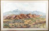 SISSON LAURENCE PHILIP A South Western Us Landscape With Red Rocks In Front Of White Capped Mountains SISSON LAURENCE PHILIP A South Western Us Landscape With Red Rocks In Front Of White Capped Mountains