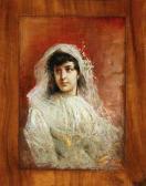 SKUTECKY Dominik Girl In White Dress, Old Inscription On The Reverse SKUTECKY Dominik Girl In White Dress, Old Inscription On The Reverse