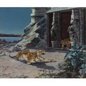 SMART Hilda E. Tigers At A Temple Entrance SMART Hilda E. Tigers At A Temple Entrance