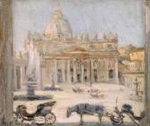 SMIDT Emil Kutschgespann Vor Der Peterskirche In Rom SMIDT Emil Kutschgespann Vor Der Peterskirche In Rom