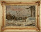 SMIDT Emil Landmann Auf Mit Reisig Beladenem Fuhrwerk In Schneelandschaft SMIDT Emil Landmann Auf Mit Reisig Beladenem Fuhrwerk In Schneelandschaft
