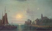 SMYTHE Ansdele Fishermen Gossiping Off A Dutch Port By Moonlight SMYTHE Ansdele Fishermen Gossiping Off A Dutch Port By Moonlight