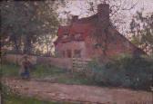 SNELL James Herbert Lady Carryingwood In Front Of A Cottage SNELL James Herbert Lady Carryingwood In Front Of A Cottage