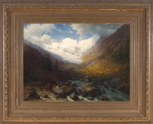 Daniel Somogyi - Gewitterstimmung Am Ötztaler Ferner Im Gurgltal, Rechts Im Mittelgrund Ein Hirte Mit Einigen Kühen Am Wildbach