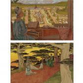 SONREL Elisabeth A Springtime Recital And Bridal Procession: A Pair Of Watercolors SONREL Elisabeth A Springtime Recital And Bridal Procession: A Pair Of Watercolors