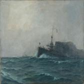 SORENSEN Lauritz Steam Past By A Battleship SORENSEN Lauritz Steam Past By A Battleship