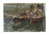 SOROLLA Y BASTIDA Joaquín Barcas En El Puerto Oil On Board 4½ X 6½ In. Painted In 1910 SOROLLA Y BASTIDA Joaquín Barcas En El Puerto Oil On Board 4½ X 6½ In. Painted In 1910