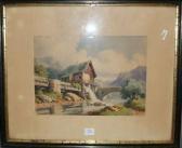 SOULIER Eugene Aquarelle Représentant Un Moulin Dans Un Cours D'eau De Montagne SOULIER Eugene Aquarelle Représentant Un Moulin Dans Un Cours D'eau De Montagne