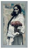 souza pascoal fortunato A Woman In A White Dress Holding A Bunch Of Red Flowers souza pascoal fortunato A Woman In A White Dress Holding A Bunch Of Red Flowers