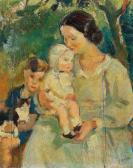 SPADINI Armando The Artist’’’’s Children With Their Nanny SPADINI Armando The Artist’’’’s Children With Their Nanny