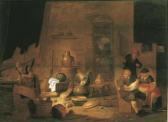 SPANJAERT Jan A Barn Interior With A Peasant Family SPANJAERT Jan A Barn Interior With A Peasant Family