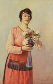 SPENCELAYH Charles 'favourite Bloom' A Young Girl Holding An Art Glass Vase Containing Flowers SPENCELAYH Charles 'favourite Bloom' A Young Girl Holding An Art Glass Vase Containing Flowers