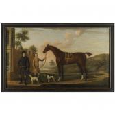 SPENCER Thomas A Huntsman With His Bay Hunter, Held By A Groom, With Two Hounds Outside A Country House SPENCER Thomas A Huntsman With His Bay Hunter, Held By A Groom, With Two Hounds Outside A Country House