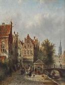 SPOHLER Johannes Franciscus A Capriccio View Of A Sunlit Street In Amsterdam SPOHLER Johannes Franciscus A Capriccio View Of A Sunlit Street In Amsterdam
