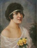 STACHIEWICZ Piotr Portret Kobiety Z Żółtymi Różami STACHIEWICZ Piotr Portret Kobiety Z Żółtymi Różami