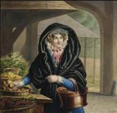 STAPLEAUX Michel Ghislain Jeune Femme Vêtue D'une Cape Et Tenant Un Panier Rempli De Fruits Et Légumes STAPLEAUX Michel Ghislain Jeune Femme Vêtue D'une Cape Et Tenant Un Panier Rempli De Fruits Et Légumes