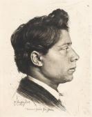STAUFFER-BERN Karl Bildnis Des Peter Halm Im Profil Nach Rechts. STAUFFER-BERN Karl Bildnis Des Peter Halm Im Profil Nach Rechts.