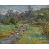 STEELE Theodore Clement Cows Watering By A Stream STEELE Theodore Clement Cows Watering By A Stream