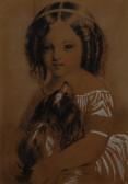 STEELE Thomas Sedgwick Portrait Of A Young Girl And Her Faithful Lapdog STEELE Thomas Sedgwick Portrait Of A Young Girl And Her Faithful Lapdog