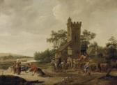 steen jan A River Landscape With Figures Resting And Unloading A Wagon At The Outskirts Of A Village steen jan A River Landscape With Figures Resting And Unloading A Wagon At The Outskirts Of A Village