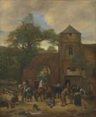 steen jan Travellers Halting Outside An Inn steen jan Travellers Halting Outside An Inn