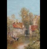 STEWART C H Millpond With Figure In A Boat STEWART C H Millpond With Figure In A Boat