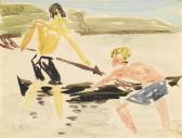 STOCK-SCHMILINSKY Gabriele Zwei Jungs Mit Kanu Am Wasser STOCK-SCHMILINSKY Gabriele Zwei Jungs Mit Kanu Am Wasser