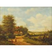 STORCK J. Figures Walking On A Path Before Buildings In A Landscape Setting STORCK J. Figures Walking On A Path Before Buildings In A Landscape Setting