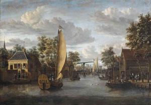 Jacobus Storck - A View Of The River Oude Rijn In Alphen Aan Den Rijn
