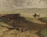 STRAHN Peter Josef, Jo Sommerlandschaft Mit Bauer Und Kälbern STRAHN Peter Josef, Jo Sommerlandschaft Mit Bauer Und Kälbern