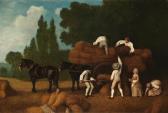 STUBBS George Men Loading Sheaves Of Corn Onto A Cart, With Two Young Girls Gleaning STUBBS George Men Loading Sheaves Of Corn Onto A Cart, With Two Young Girls Gleaning