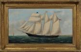 STUBBS William Pierce Portrait Of The Sarah Pauline Flying An American Flag, Probably Off Scituate, Massachusetts STUBBS William Pierce Portrait Of The Sarah Pauline Flying An American Flag, Probably Off Scituate, Massachusetts