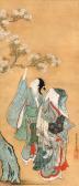 SUKENOBU Nishikawa Beauties Admiring A Flowering Cherry SUKENOBU Nishikawa Beauties Admiring A Flowering Cherry