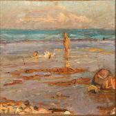 SYBERG Fritz Coastal Scene Withbathing Boys, Kerteminde SYBERG Fritz Coastal Scene Withbathing Boys, Kerteminde
