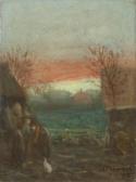 TAANMAN Jacob Farm Landscape At Sunset TAANMAN Jacob Farm Landscape At Sunset