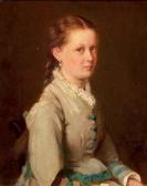TAANMAN Jacob Portrait Of A Girl In A Blue And White Dress TAANMAN Jacob Portrait Of A Girl In A Blue And White Dress