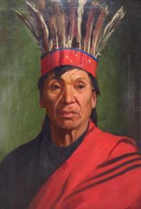 <b>George Henry</b> Taggart - Portrait Of A Native American With Red Headband And <b>...</b> - taggart_george_henry-portrait_of_a_native_american_with_re~OM251300~10984_20140328_L1BF_3356224
