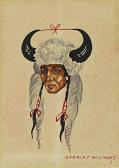 TAILFEATHERS Gerald T. Portrait With Buffalo Horn TAILFEATHERS Gerald T. Portrait With Buffalo Horn