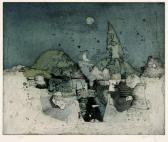 TAKAHASHI Yoshi Surreale Landschaft Mit Mond TAKAHASHI Yoshi Surreale Landschaft Mit Mond