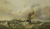 TAYLOR Henry King A Trading Schooner In Choppy Seas Off A Moored Hulk TAYLOR Henry King A Trading Schooner In Choppy Seas Off A Moored Hulk