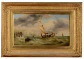 TAYLOR Henry King Fisherfolk In A Boat And Further Shipping Off The Coast TAYLOR Henry King Fisherfolk In A Boat And Further Shipping Off The Coast